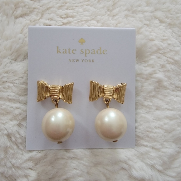 NWT Kate Spade Gold Earrings with Hanging Pearls